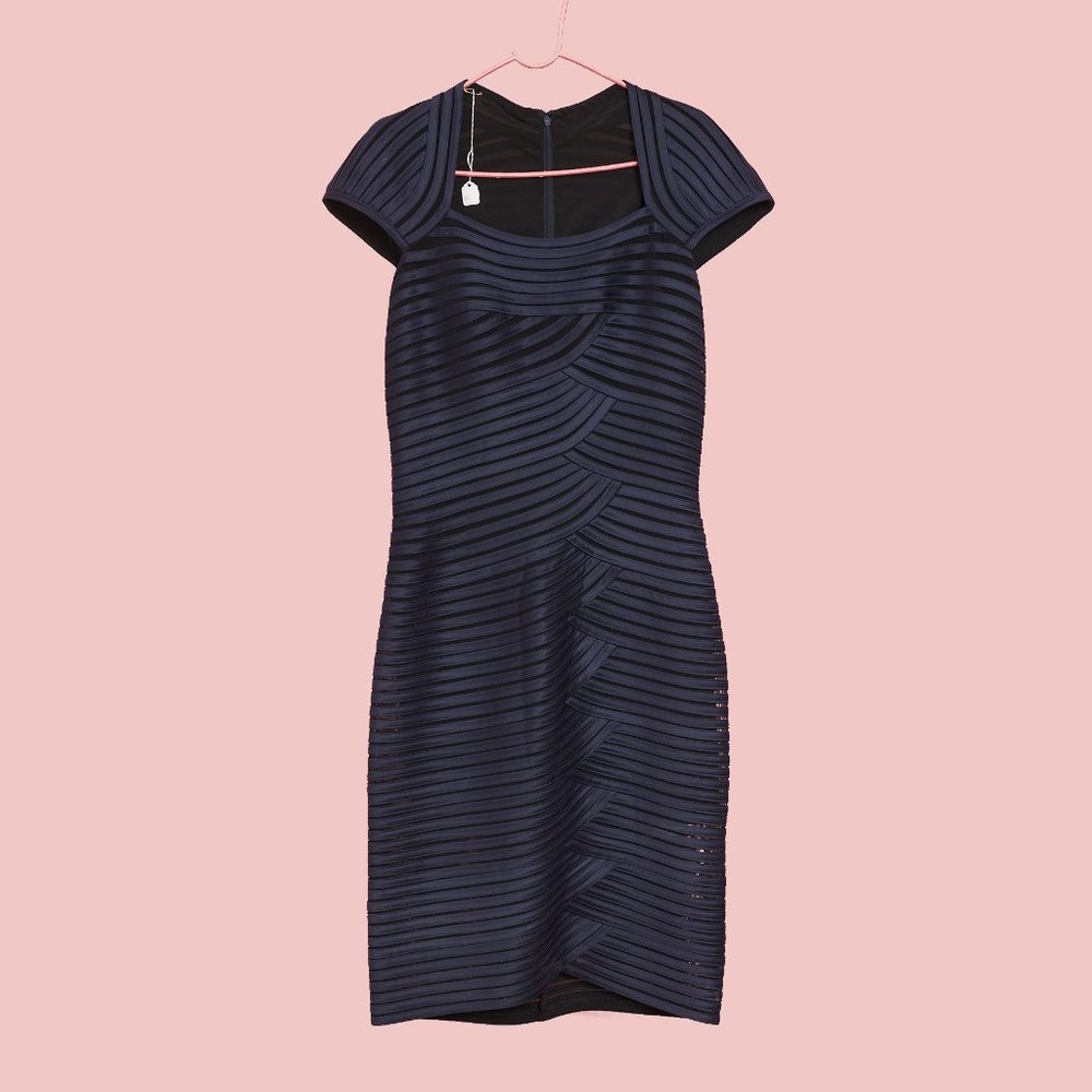 Vintage 1960s Sheath Dress, Navy Blue, M/8